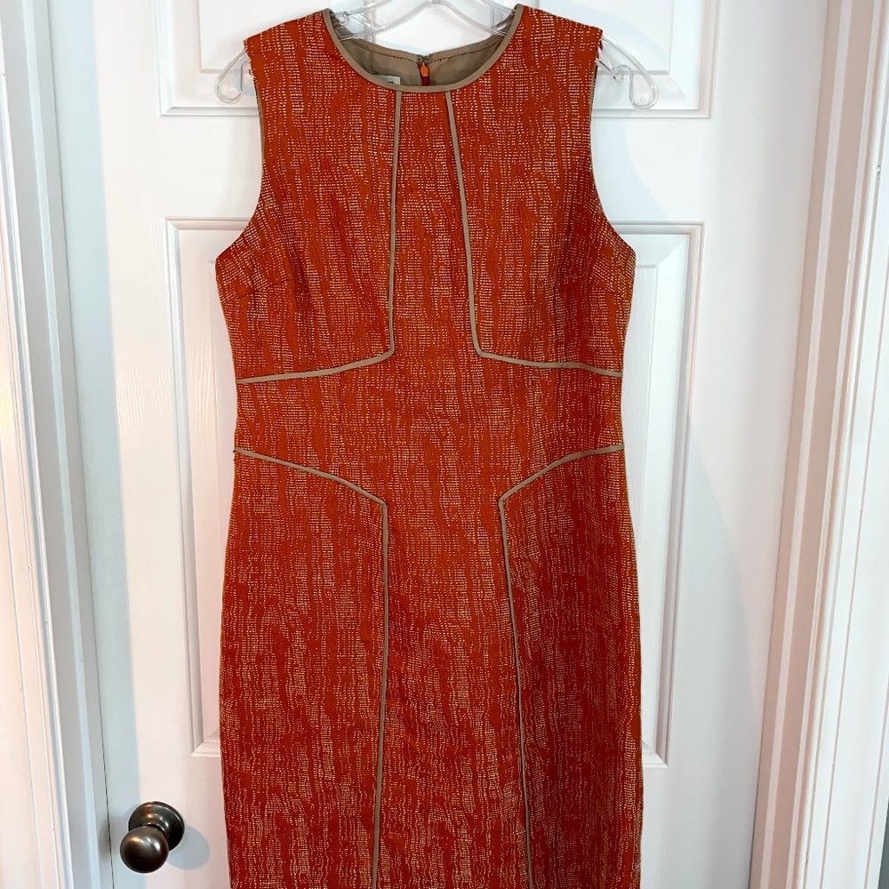 Orange Patterned Pencil Dress